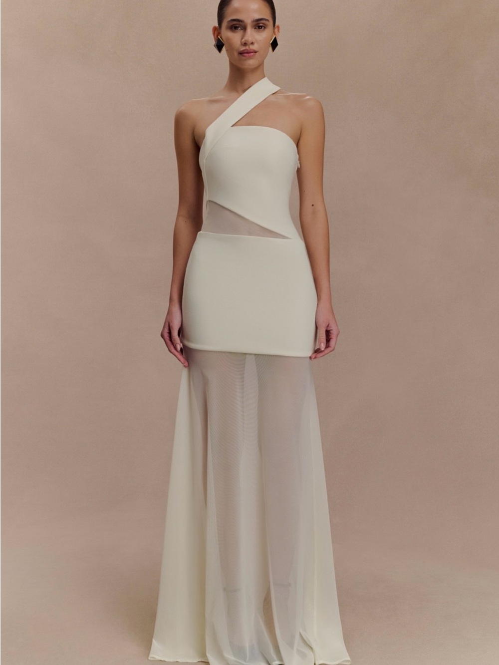 Meshki Vashti Cut Out Mesh Maxi Dress - Ivory